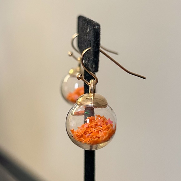 Orange Wishing Ball Earrings - Picture 4 of 6